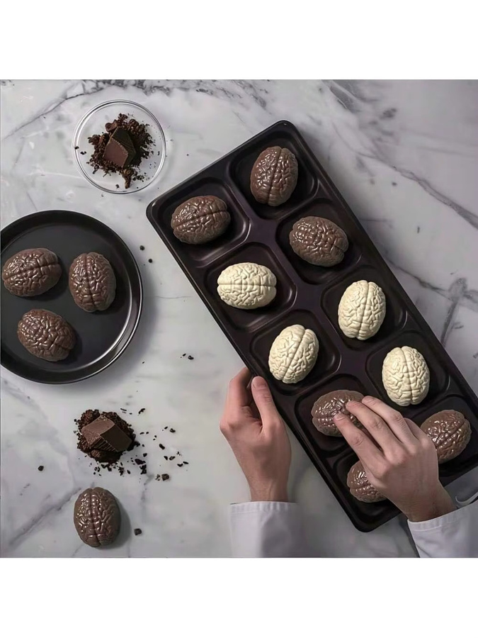 FAIS DU Silikon Schokoladenform in Gehirnform mit 10 Mulden, schwarze Backform für kreative DIY-Kuchen und Halloween-Dekorationen - Bild 6