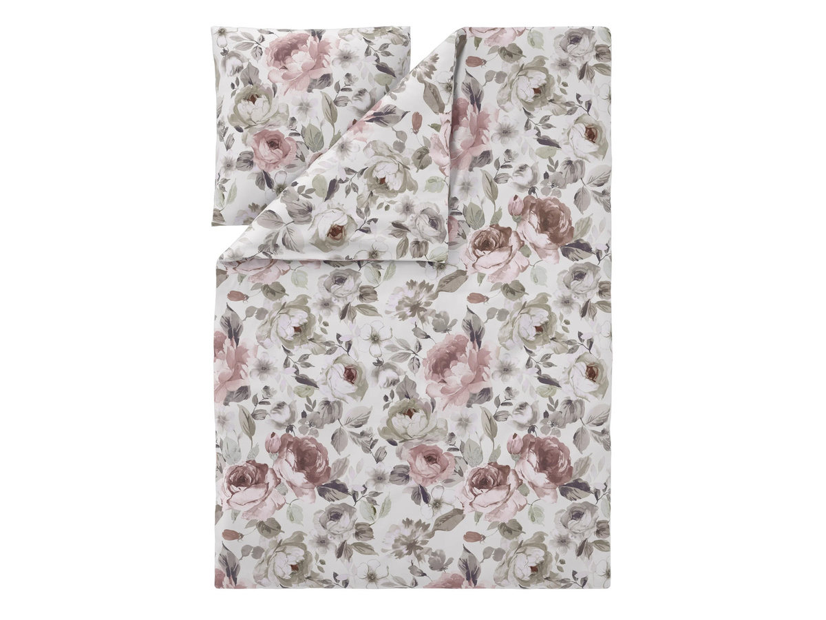 LIVARNO Edel-Renforcé-Bettwäsche aus Baumwolle mit Bettbezug und Kissenbezug, Farben: weiß, beige, grün, B/H: 155 x 220 cm, Kissenbezug: 80 x 80 cm - Bild 2