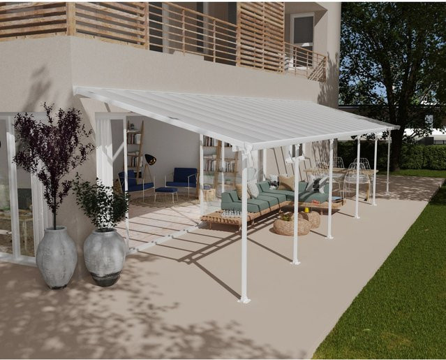 Palram Canopia Terrassenüberdachung Feria Weiß, Wandmontage, Pultdach mit Regenrinne aus Aluminium und verzinktem Stahl, B: 300 cm, T: 310,7 cm - Bild 1