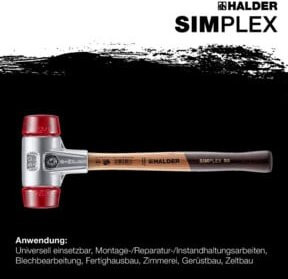 Halder Simplex Schonhammer mit Kunststoff-Einsätzen in Rot, Durchmesser: 40 mm - Bild 1