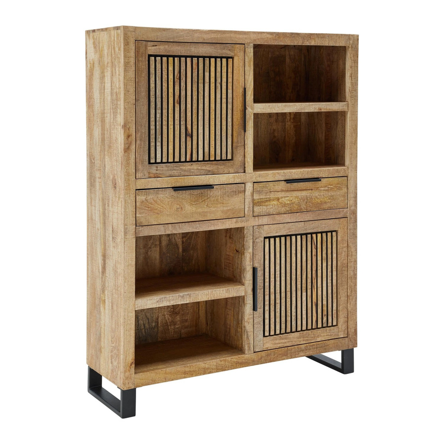 Mömax Highboard Everest aus Mango-Holz und Metall in Naturfarben und Schwarz, H x B x T: 157 x 118 x 40 cm - Bild 2