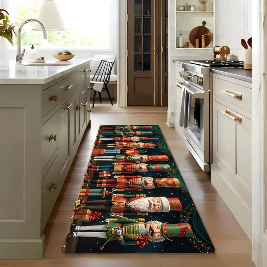 VIKAMA Weihnachts-Nussknacker-Soldat Küchenteppich und Flurteppich, rutschfest und saugfähig, Mehrfarbig, Länge: 120 cm - Bild 2