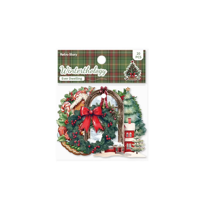 20 Blatt Weihnachts-Hartkartonaufkleber mit klassischen Weihnachtselementen in Multicolor für deine DIY-Tagebücher - Bild 2