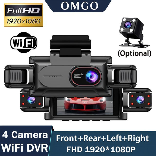 OMGO 4-Kanal Dashcam Black Box mit WLAN und Full HD Nachtsicht in Schwarz - Bild 1