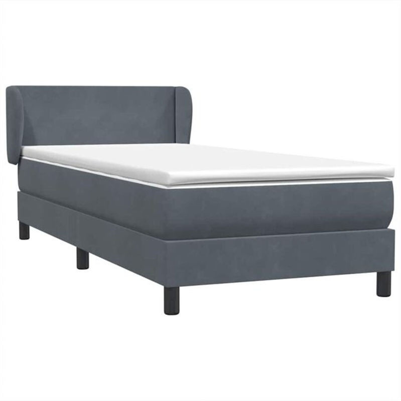 vidaxl Boxspringbett mit Matratze aus Samt in Grau, B/L: 80 x 210 cm - Bild 1