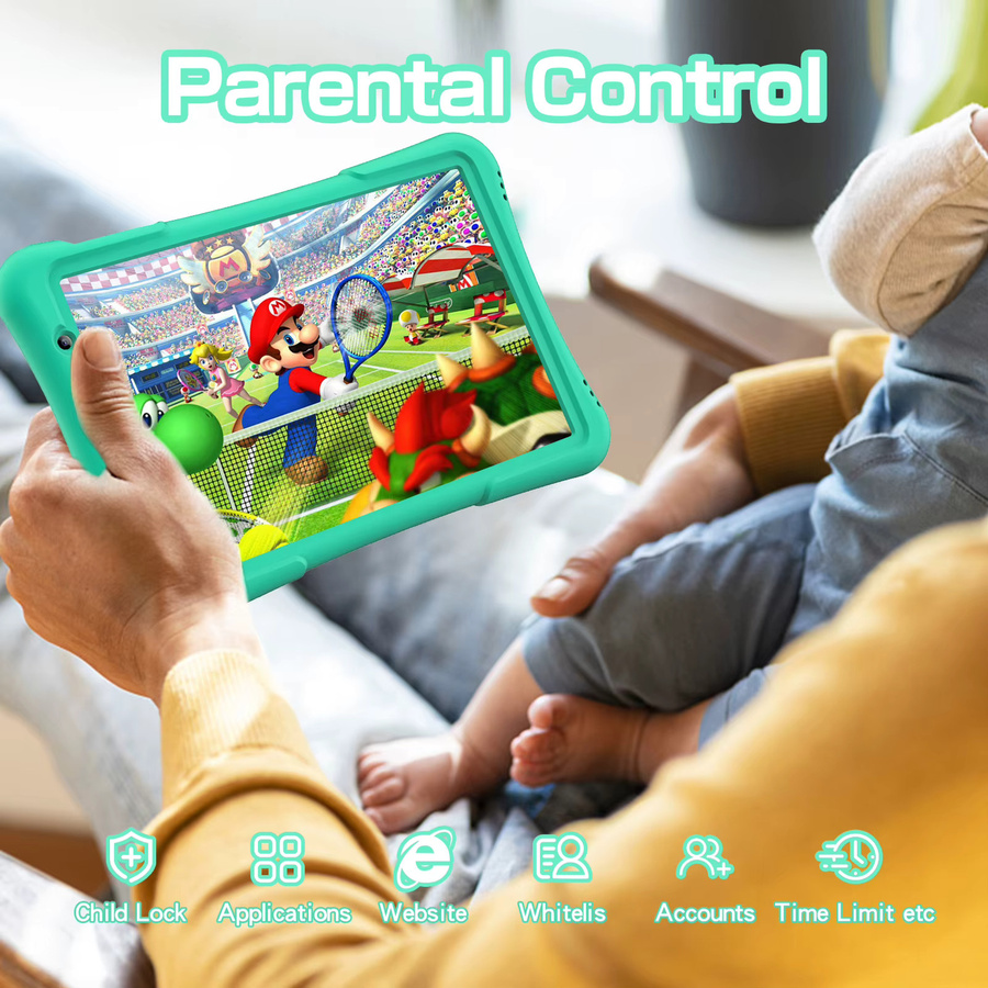 PRITOM 10 Zoll Kinder Android Tablet mit 4 GB RAM und 32 GB Speicher, Quad Core, 6000 mAh, WiFi 6 und Bluetooth in Green oder Turquoise - Bild 4