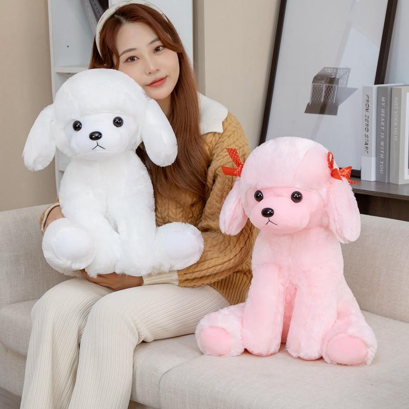 Binchi Keji Travel Sitzender Pudel Plüschtier, Rosa Weiß, 45cm, ab 18 Jahre - Bild 1