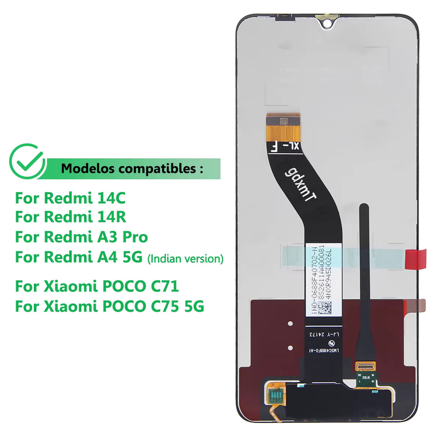 Xiaomi Redmi 14C LCD Display Touchscreen Digitizer Montage in Schwarz für 2411DRN47C und 2409BRN2CA Ersatzdisplay - Bild 4