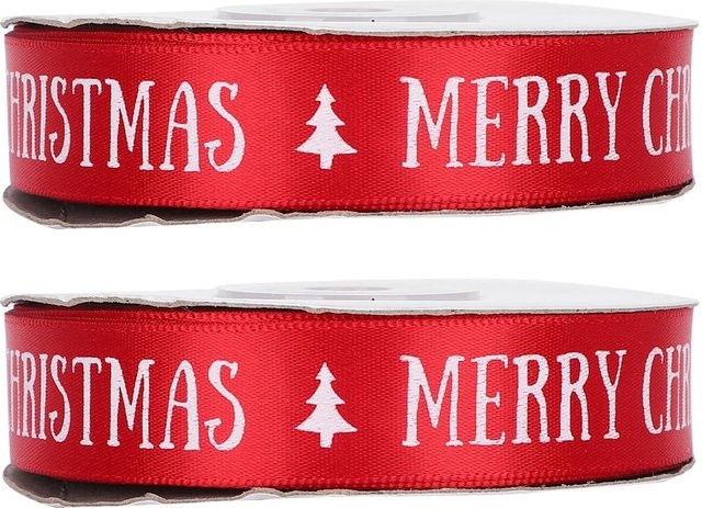 2 Rollen Satinband aus Polyester in Rot von Igeteck für Weihnachts-Dekorationen und Geschenkverpackungen - Bild 1