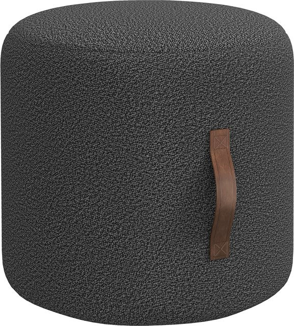 HOMCOM Sitzhocker Polsterhocker Ottomane mit Griff in Dunkelgrau, runder Plüsch-Fußhocker für Wohnzimmer und Schlafzimmer, Durchmesser: 48 cm, Höhe: 45 cm - Bild 1