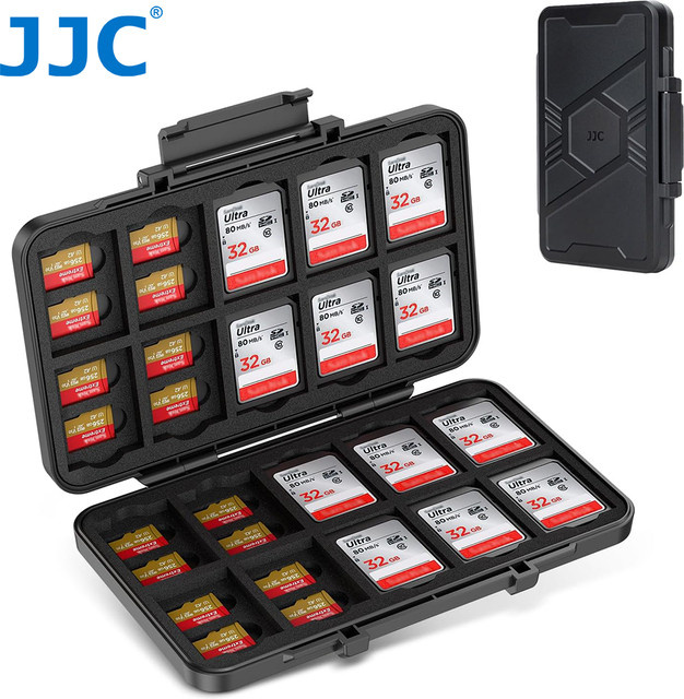 JJC Speicherkartenetui in Schwarz mit 60 Steckplätzen für 20 SD und 40 TF MicroSD Karten - Bild 1