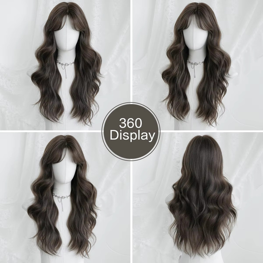 7JHH WIGS Perücke, lange gewellte Haare, kühles Braun, Damen - Bild 3