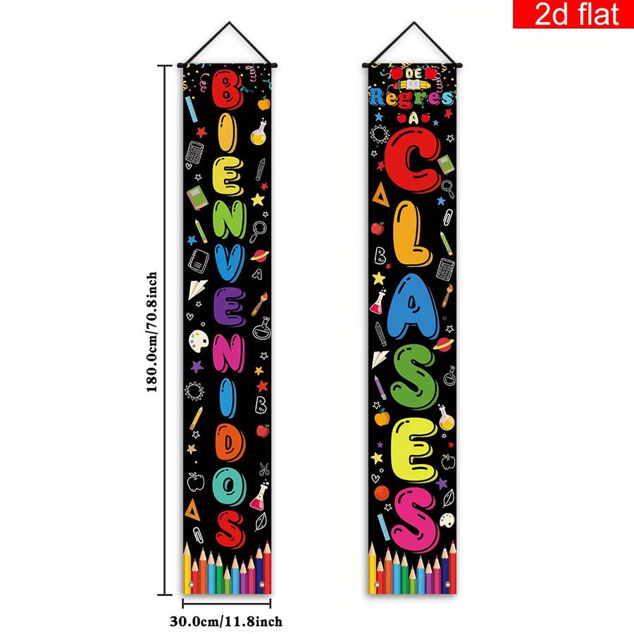 VIKAMA Spanisches Willkommensbanner für den Schulanfang, Mehrfarbiges 2D-Banner zur Klassenzimmerdekoration für Innen- und Außenbereiche, B/H: 180 x 30 cm - Bild 3