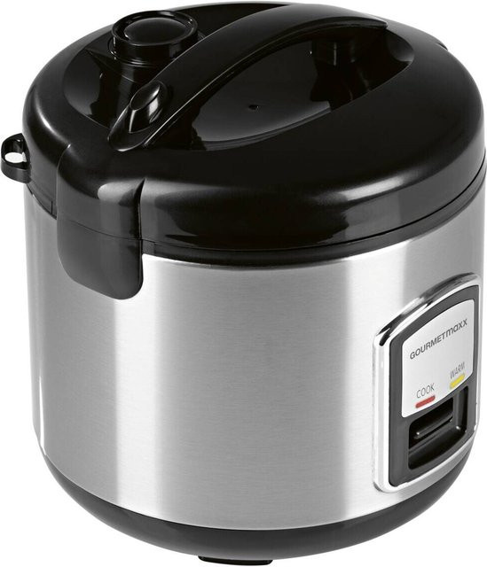 GOURMETmaxx Reiskocher in Schwarz und Silber mit Warmhaltefunktion und spülmaschinenfesten Teilen, B/H/T: 23,6 x 25,2 x 23,6 cm - Bild 1