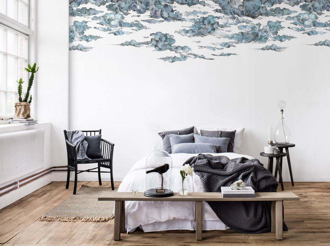 Rebel Walls Mural Cotton Skies Blue Wandtattoo im abstrakten skandinavischen Design für Kinderzimmer - Bild 2