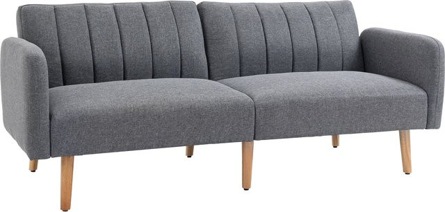 HOMCOM Schlafsofa 2-Sitzer als Klappsofa mit Schlaffunktion, Grau, B: 173 cm, T: 75 cm, H: 73 cm - Bild 1