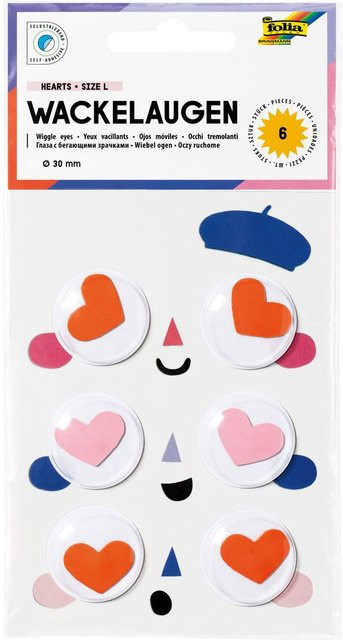 Selbstklebende Wackelaugen Hearts mit 30 mm Durchmesser - Bild 1