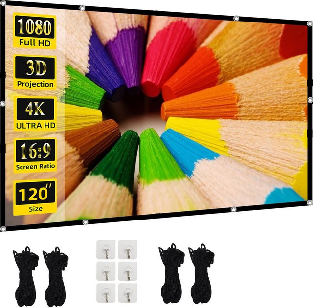 XBJ 4K Projektorleinwand, tragbare und faltbare Leinwand mit hoher Dichte, Farbe: Weiß - Bild 1