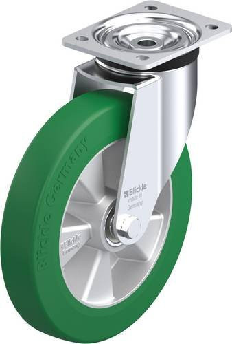Blickle Lenkrolle L-ALST 250K-3 in Grün und Silber aus Stahl mit einem Rad-Durchmesser von 25 cm und einer Tragfähigkeit von 500 kg - Bild 1