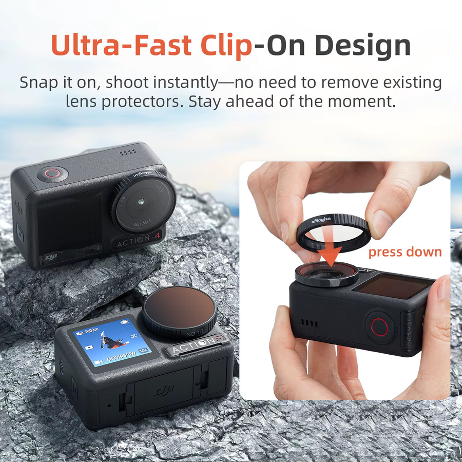 DJI CPL ND8 ND16 ND32 Objektivset aus Aluminiumlegierung für DJI OSMO Action 5 Pro, 4 und 3 in Schwarz - Bild 2