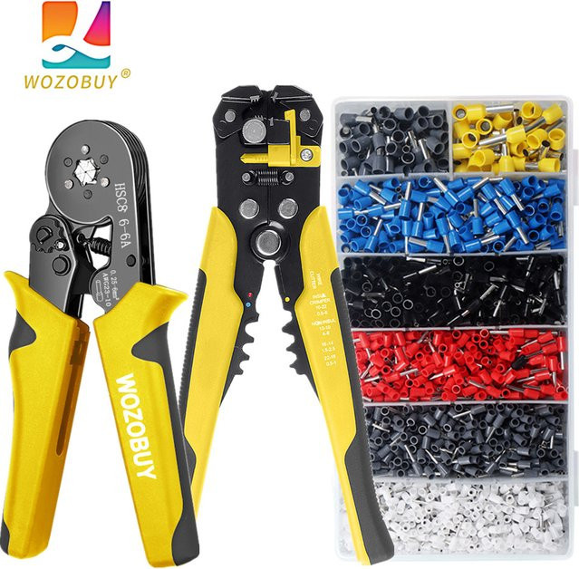 Wozobuy Ratschen-Crimpwerkzeug Set mit Abisolierzange und Ferrulen-Crimpzange für Anschlüsse - Bild 1