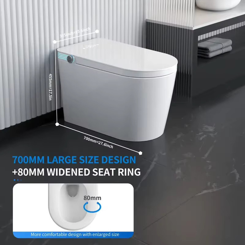 Intelligente Toilette von FULANG mit integriertem Bidet, beheiztem Sitz und Sprachsteuerung in Weiß - Bild 3