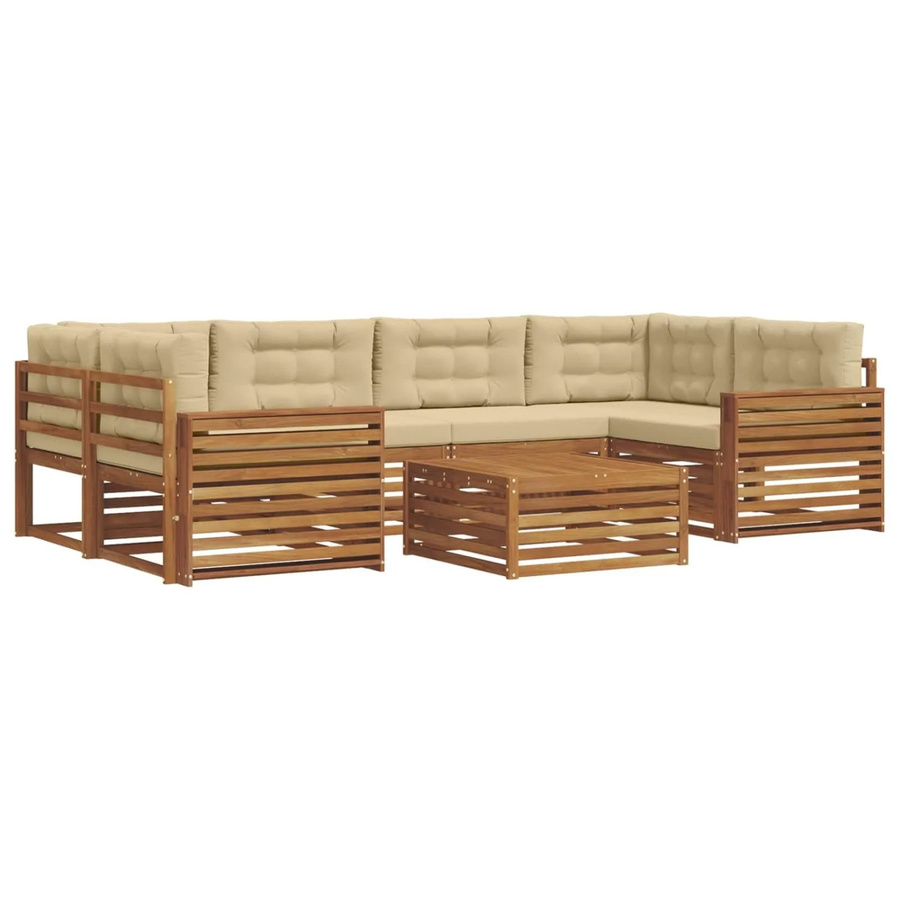 vidaXL Outdoor-Sofagarnitur 8-teilig aus Akazienholz mit Kissen in Natur und Beige - Bild 2