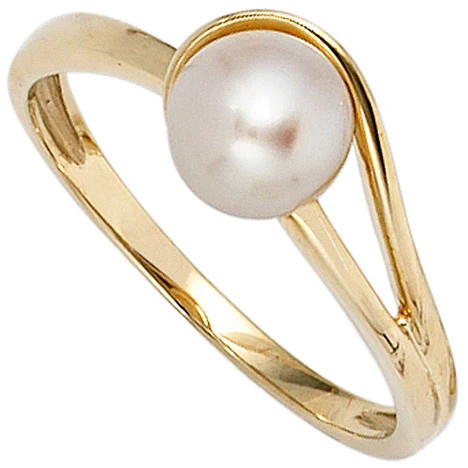 Colfem Ring 585 Gelbgold, Perle, Damen, Ringgröße 56 - Bild 1