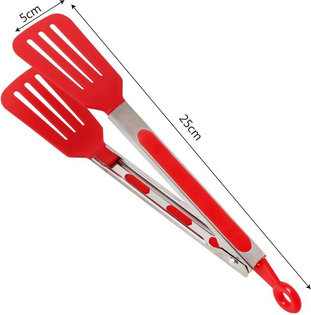 NICEYARD Grillzange aus Edelstahl mit Silikonbeschichtung in Rot für BBQ, Pizza und Steak - Bild 1