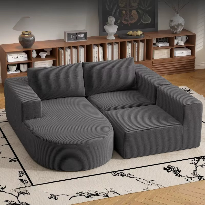 DUTRIEUX 2-Sitzer Bodensofa in Grau mit gestreiftem Polster im minimalistischen italienischen Design - Bild 1