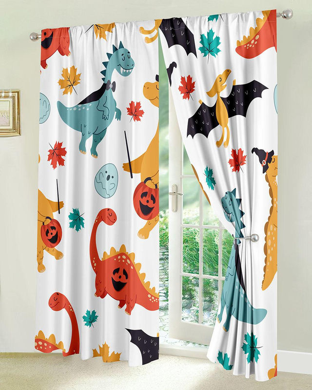 A Family Of Home Textiles Dinosaurier Vorhänge für Kinder, 2er-Set, halbtransparent, Mehrfarbig, B: 85 cm, H: 220 cm - Bild 2