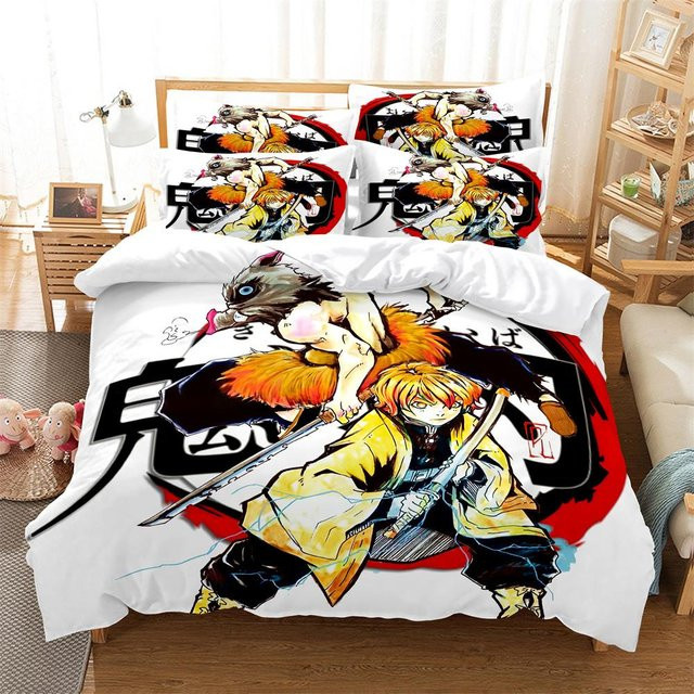 3-teiliges Anime-Bettwäsche-Set mit 3D-Digitaldruck, Motiv: Anime-Charaktere, Farbe: Mehrfarbig, B/H: 140 x 200 cm - Bild 1