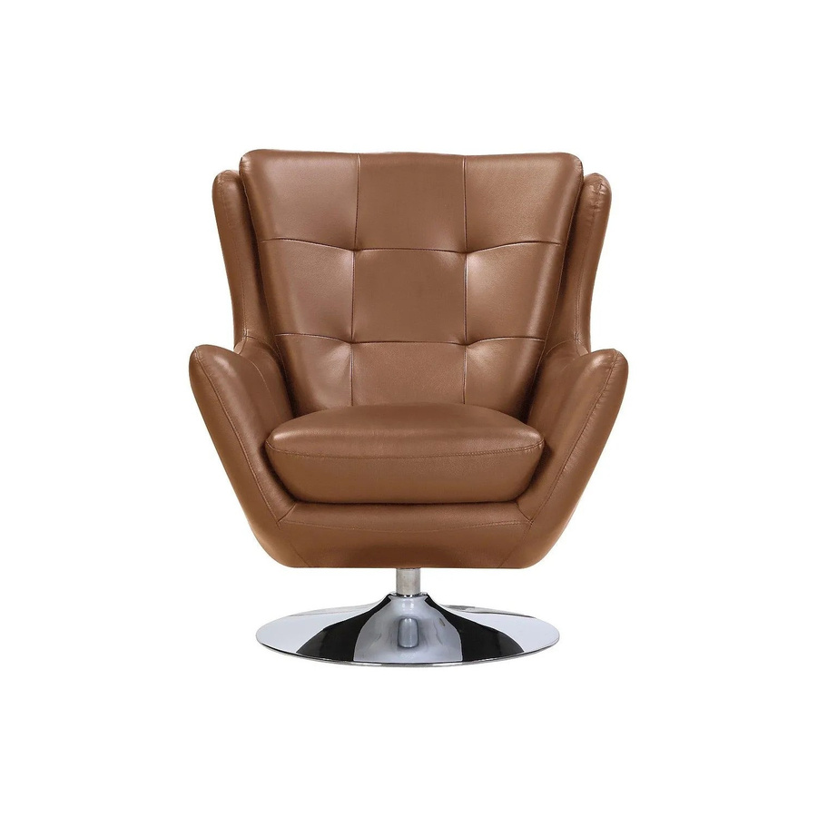 Vente-unique Anaba Sessel mit gerader Rückenlehne aus Büffelleder in Kamelbraun mit Metallrahmen und Armlehnen, Höhe: 81 cm - Bild 2