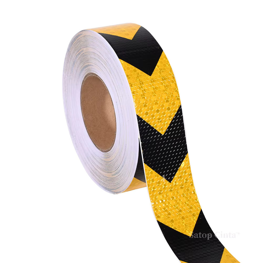 Reflektierendes PVC Klebeband mit gelb-schwarzem Pfeilmuster für Fahrzeuge und Fahrbahnen, Breite: 5 cm, Länge: 25 m - Bild 2