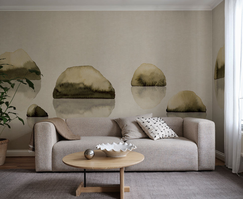 Sandberg Mural Spegel Wandspiegel in Grün mit abstraktem Design - Bild 1