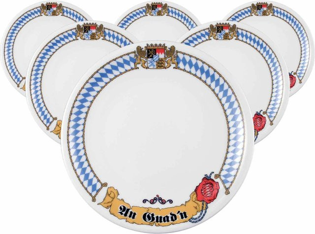 Seltmann Weiden Frühstücksteller Compact Bayern aus Porzellan, Weiß, 6er Set, Durchmesser: 19 cm - Bild 1