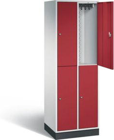 C+P Spind Intro doppelstöckig mit Türen, Front Rubinrot, Korpus Lichtgrau, H: 195,0 cm, B: 62,0 cm, T: 49,0 cm - Bild 1