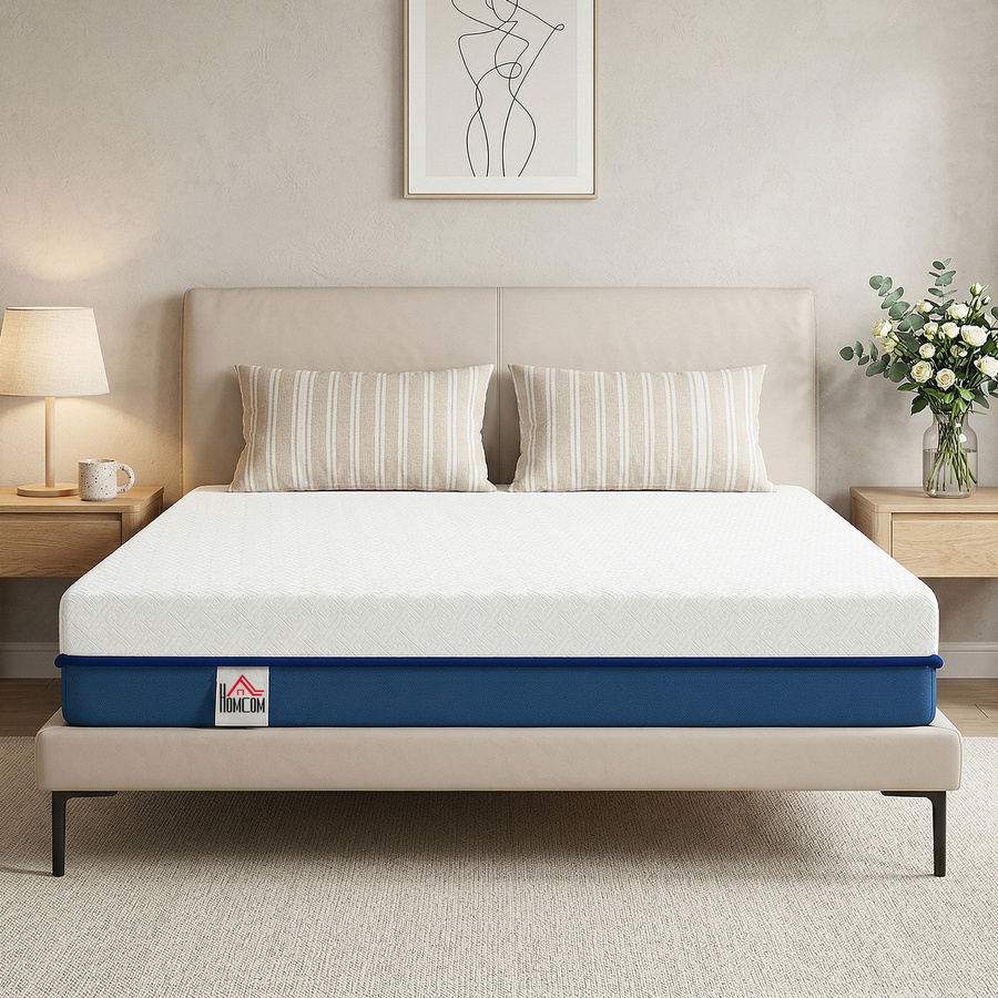 HOMCOM Viskoelastische Matratze mit Grüntee und Gel-Schaum, mittlere Festigkeit, H3, Petrol/Weiß, B/T: 190 x 135 cm, Höhe: 20 cm, OEKO-TEX Standard 100, Aosom - Bild 2