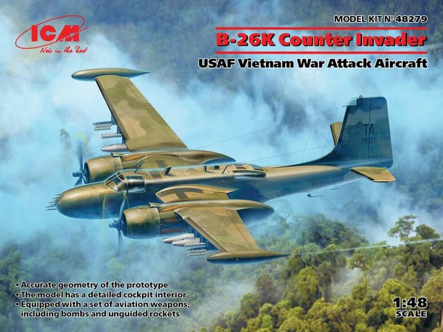 ICM B-26K Counter Invader, USAF Vietnam War Attack Aircraft, Modellbau, 1:48 - Bild 1