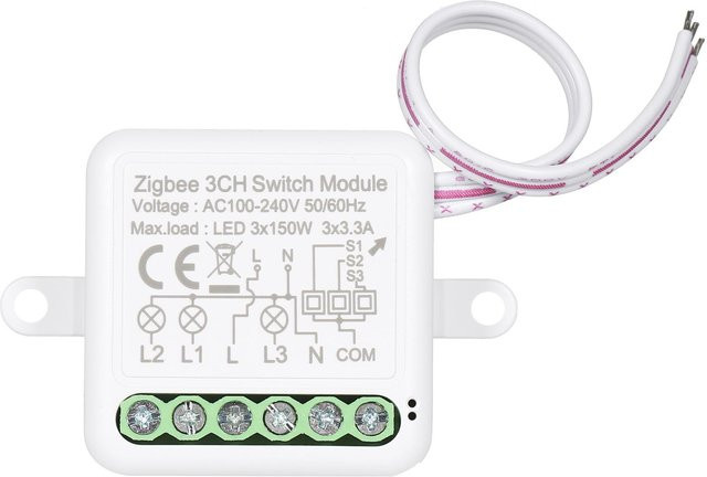 TOMTOP Zigbee Mini Smart Switch Relaismodul für Tuya Smart Home Automation, 2-Wege-Steuerung, weiß - Bild 1