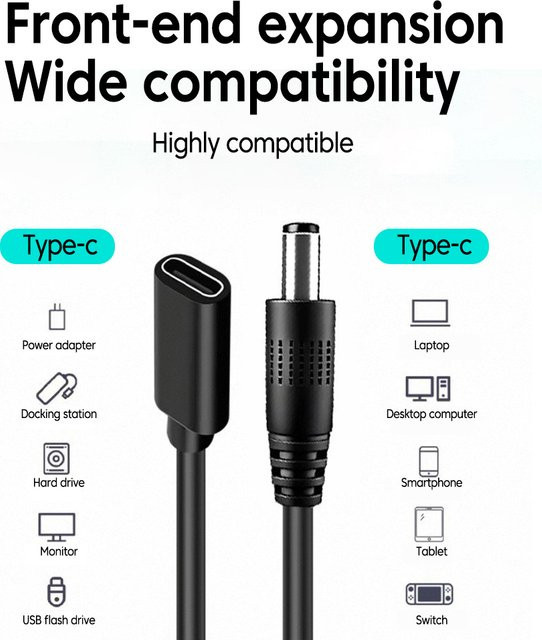 Olaf USB-C auf DC Adapter 20W Schnellladekabel Schwarz für WLAN-Router und Verstärker - Bild 1