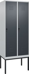 C+P Spind Classic PLUS Garderobenschrank aus Stahl mit 2 Abteilen, H x B x T: 212 x 80 x 50 cm, Sicherheits-Drehriegel und 4 Garderobenhaken - Bild 1