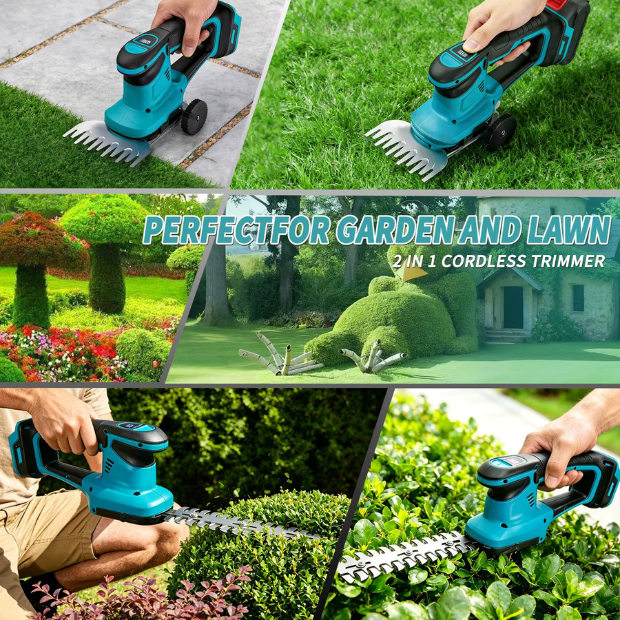 2-in-1 18V Akku-Heckenschere und Grasschere kompatibel mit Makita LXT, blau, ohne Akku und Ladegerät - Bild 4