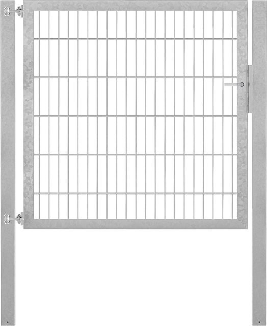 Einzeltor Flexo Plus in Silber, Feuerverzinkter Stahl, B: 125 cm, H: 120 cm, inklusive Pfosten B: 80 cm, T: 80 cm - Bild 1
