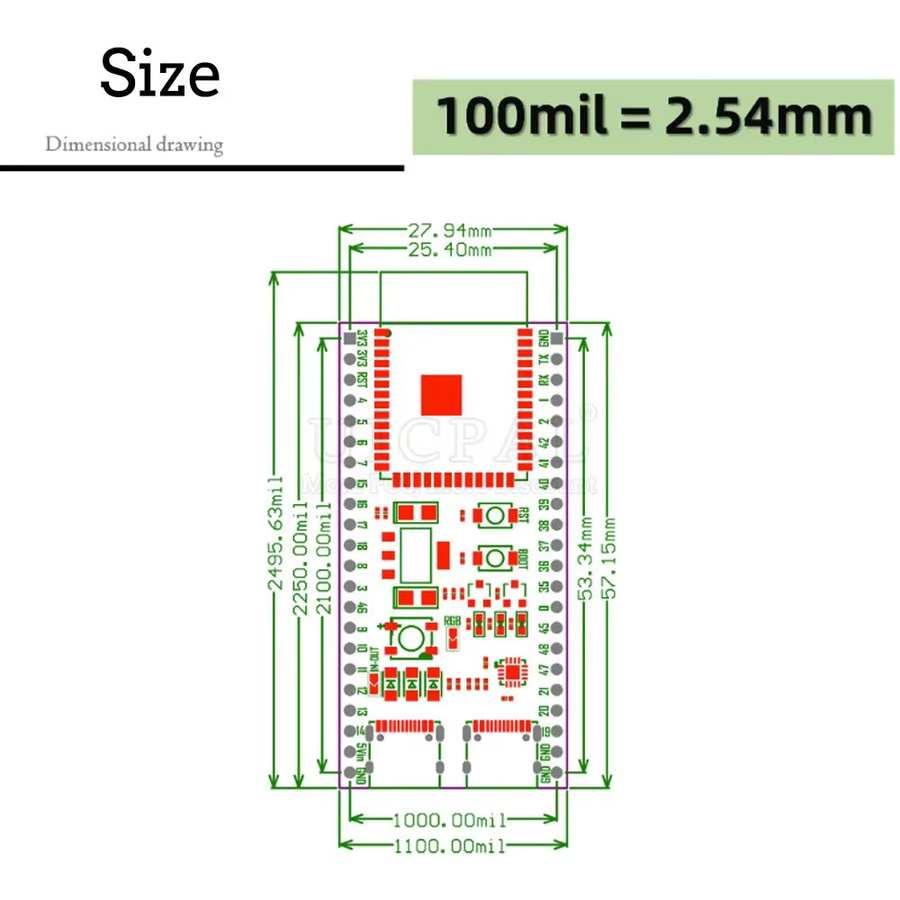 ESP32-S3 Entwicklungsboard mit 2,4G WLAN-Modul, Typ-C Anschluss und 8M PSRAM für Arduino und ESP IDF - Bild 4