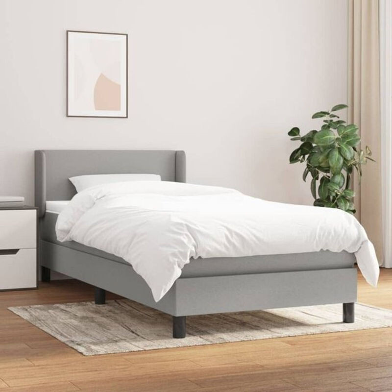 Vidaxl Boxspringbett mit Matratze in Grau aus Stoff, B/T: 100 x 200 cm - Bild 1