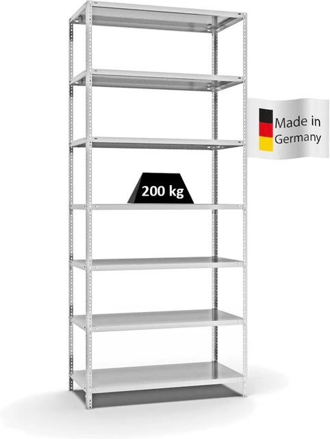 PROREGAL Fachbodenregal Medium-Duty Grundregal mit 7 Ebenen, Lichtgrau, H x B x T: 300 x 130 x 60 cm - Bild 1