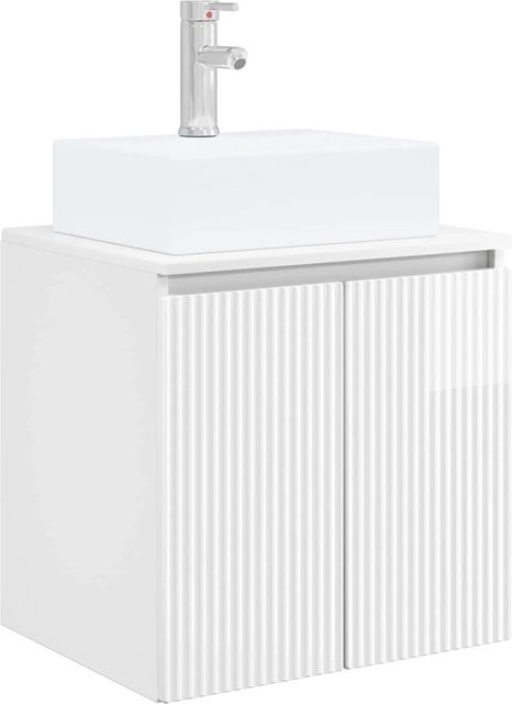 vidaXL Wandmontierter Waschtisch in Weiß Hochglanz mit Schrank, B/T/H: 49,5 x 41 x 62,5 cm - Bild 1