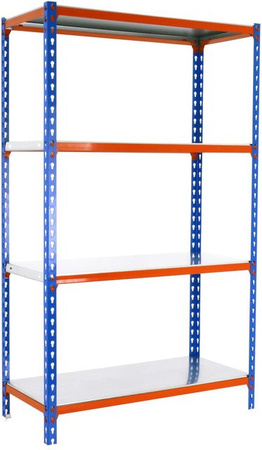 PROREGAL Schwerlastregal Mid Metal Shark aus Metall in Blau-Orange, H x B x T: 150 x 80 x 50 cm