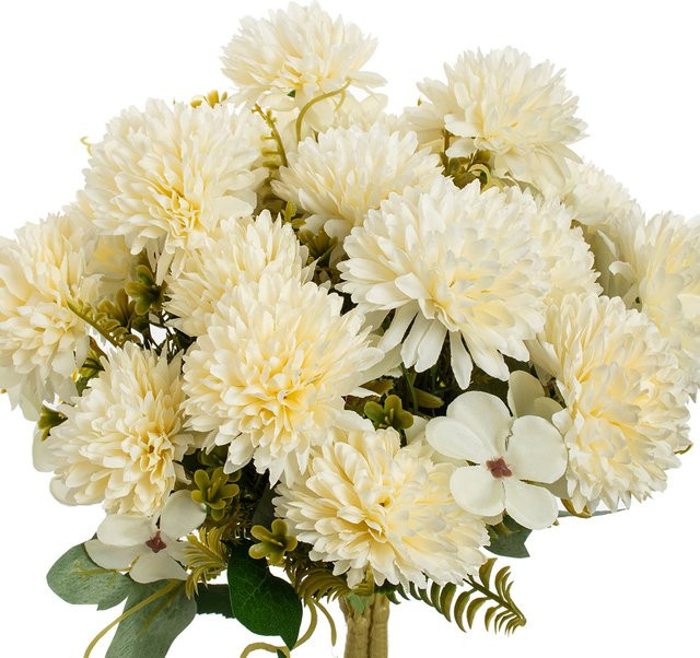 Künstliche Chrysanthemen Seidenkugel in Orange und Weiß für Dekorationen, Hochzeiten und DIY-Projekte - Bild 1